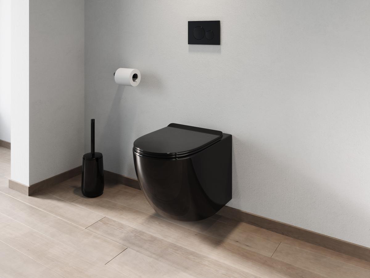 Vente-unique WC sospeso in Ceramica Nera brillante senza flangia - JAVOINE  