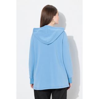 Ulla Popken Sweat-shirt à capuche Empiècement Col Châle Manches Longues Coton Bio  