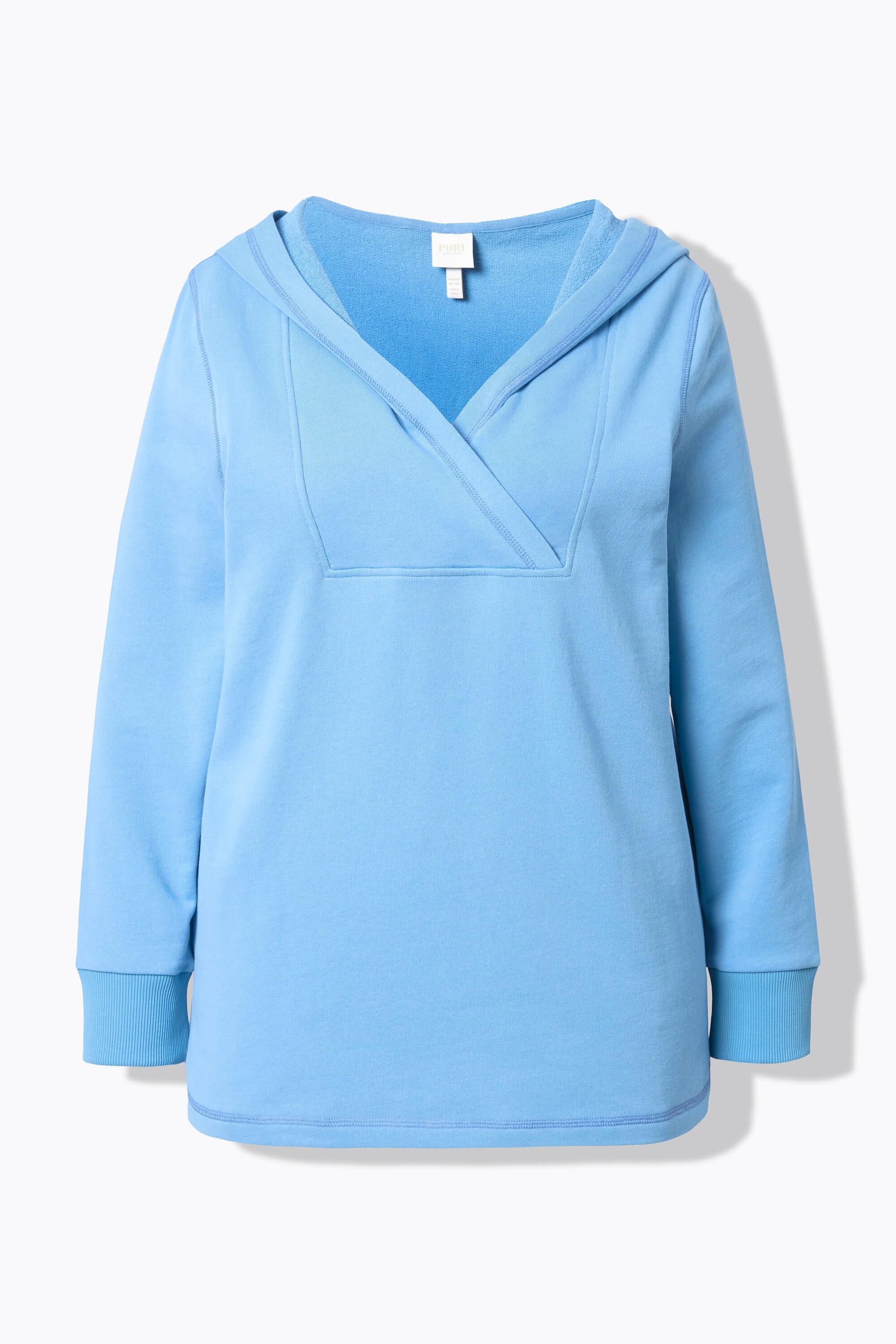 Ulla Popken Sweat-shirt à capuche Empiècement Col Châle Manches Longues Coton Bio  