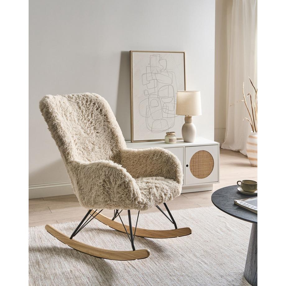 Beliani Schaukelsessel aus Webpelz Landhausstil AKRA  