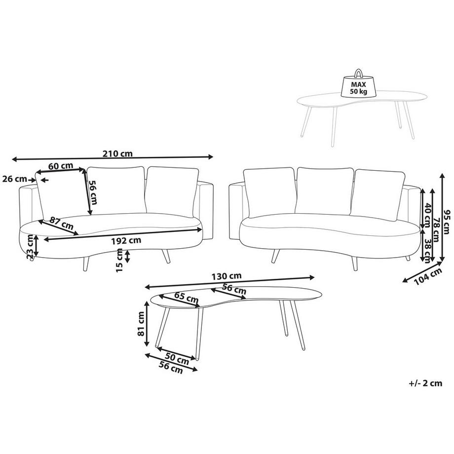 Beliani Set divani con tavolino en Olefina Retrò PARORI  