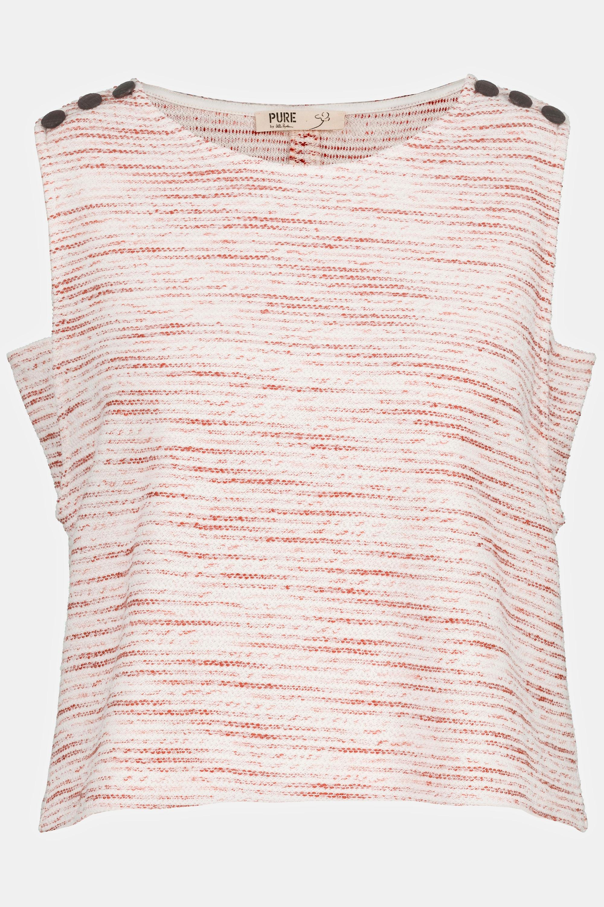 Ulla Popken Pull sans manches en molleton rayé avec boutons  