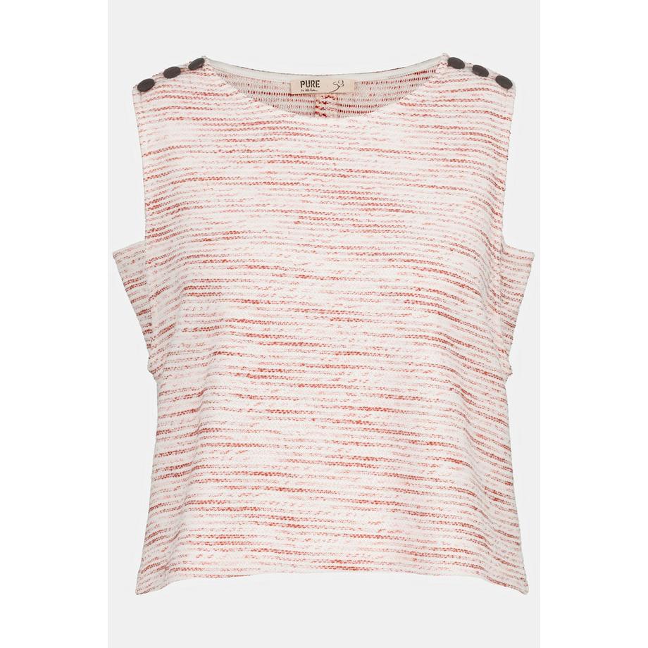 Ulla Popken Pull sans manches en molleton rayé avec boutons  