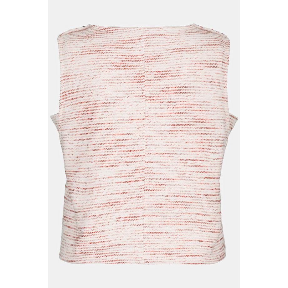 Ulla Popken Pull sans manches en molleton rayé avec boutons  