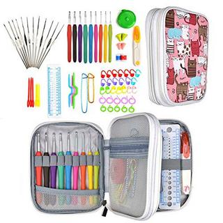 Only-bags.store  72pcs Crochet Needle Set All-in-One Crochet Accessories Kit Crochet mit tragbaren Tasche, Ergonomic 