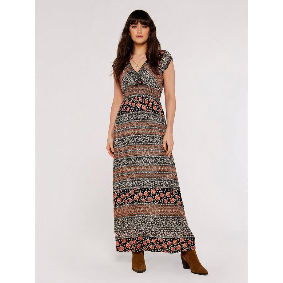 APRICOT Robe longue à motif folklore  