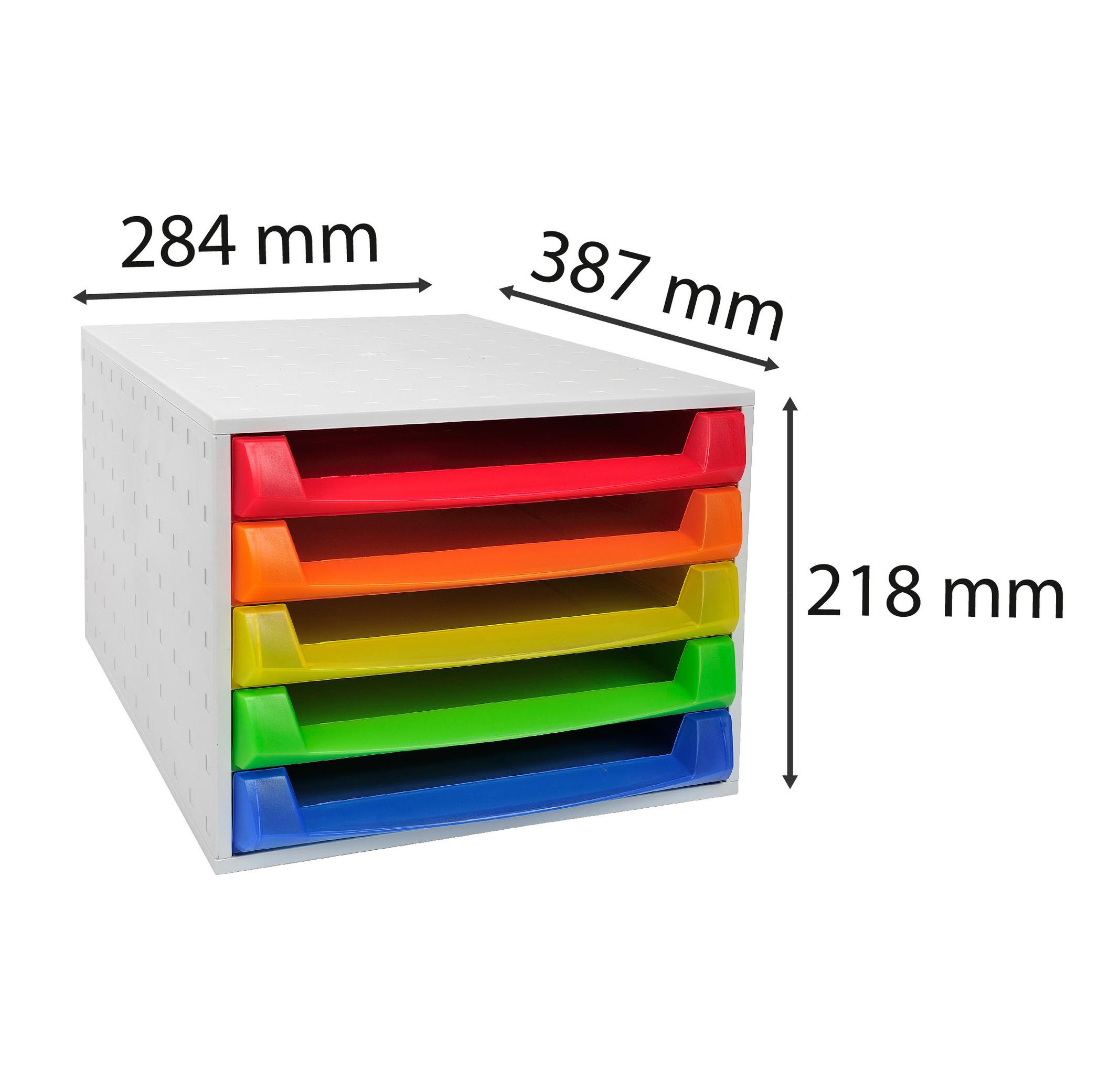 Exacompta Schubladenbox THE BOX, 5 offene Schubladen, Linicolor  