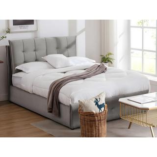 Vente-unique Letto con contenitore 140 x 200 cm Velluto Grigio + Materasso - OLERIA  