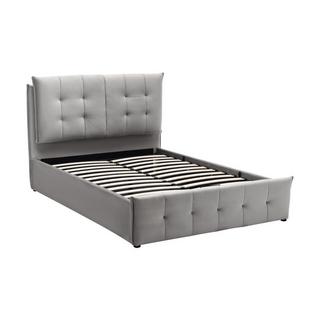 Vente-unique Bett mit Bettkasten + Matratze - 140 x 200 cm - Samt - Hellgrau - OLERIA  