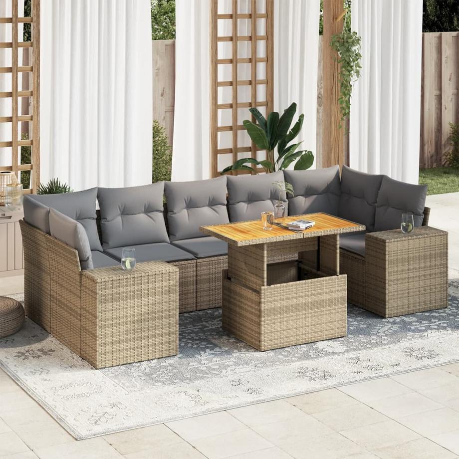 VidaXL set di divani da giardino Polirattan  