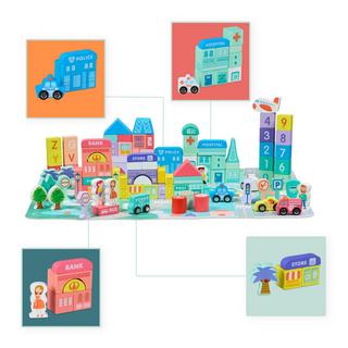 Northix  Set di blocchi di legno per costruzioni City 