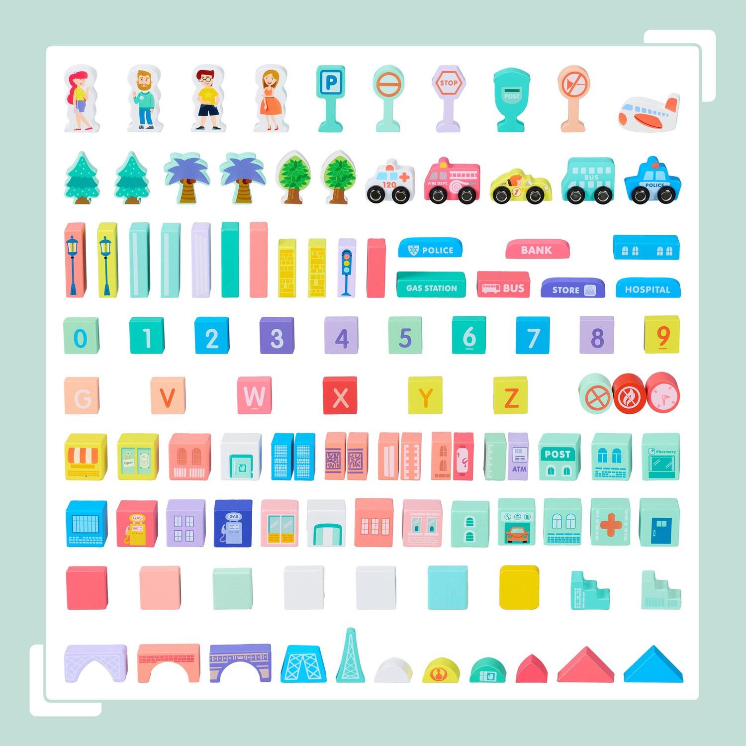 Northix  Set di blocchi di legno per costruzioni City 