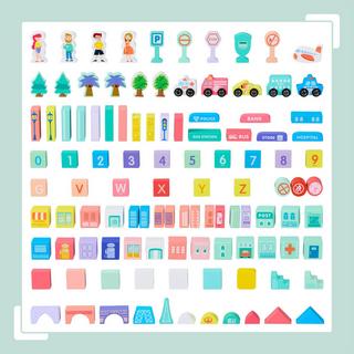 Northix  Set di blocchi di legno per costruzioni City 