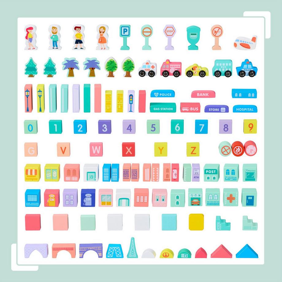 Northix  Set di blocchi di legno per costruzioni City 