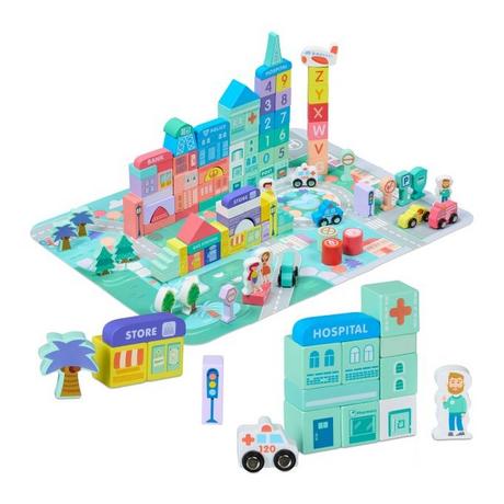 Northix  Set di blocchi di legno per costruzioni City 