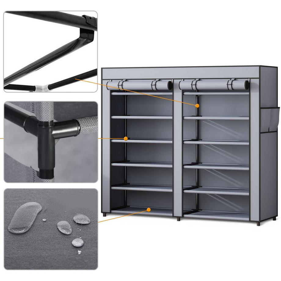 B2X Massido MS-805 graphitfarbener Textilschuhschrank  
