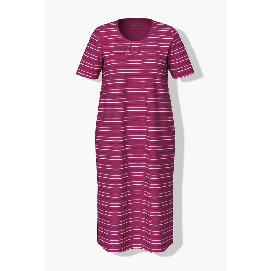 Ulla Popken Camicia da notte a righe scollo rotondo mezze maniche  