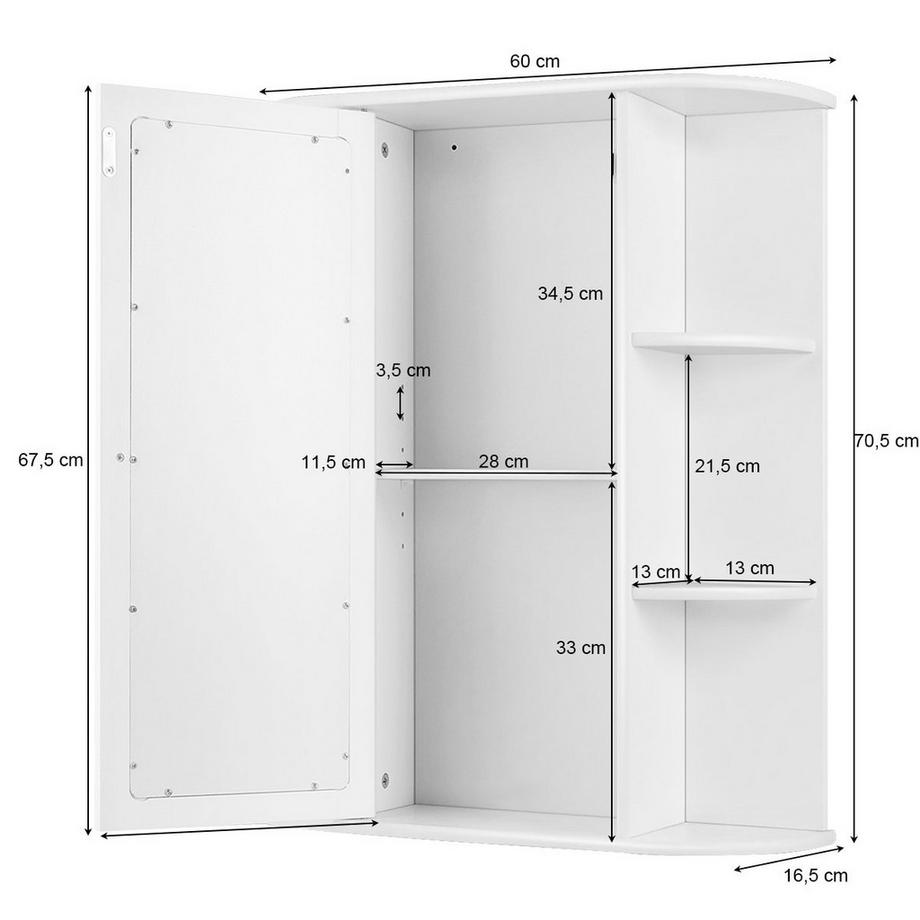 Northix Badezimmer-Wandschrank mit Regalen  