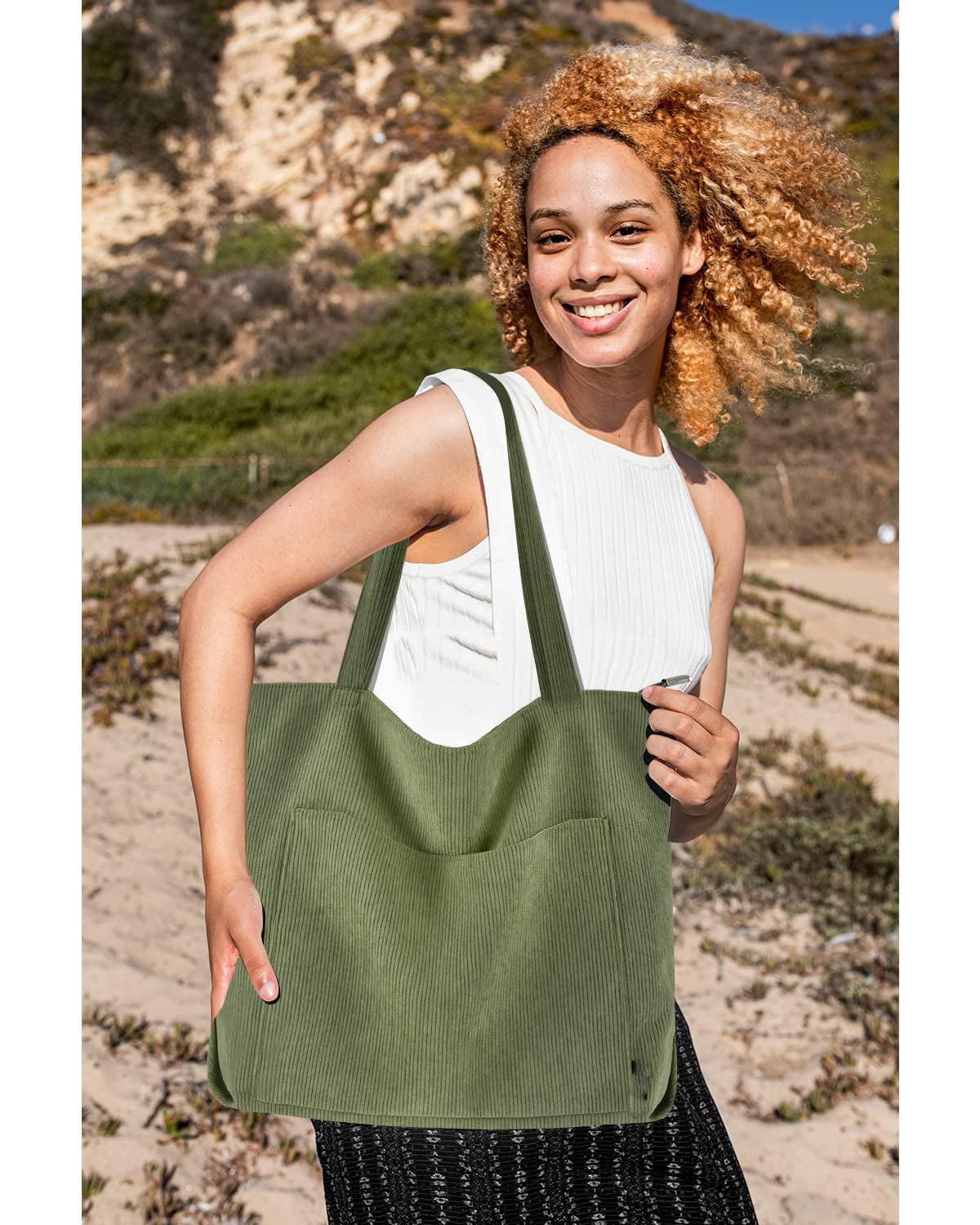 Only-bags.store Cord Tasche Reissverschluss Umhängetasche Gross Shopper Tote Bag Handtasche  