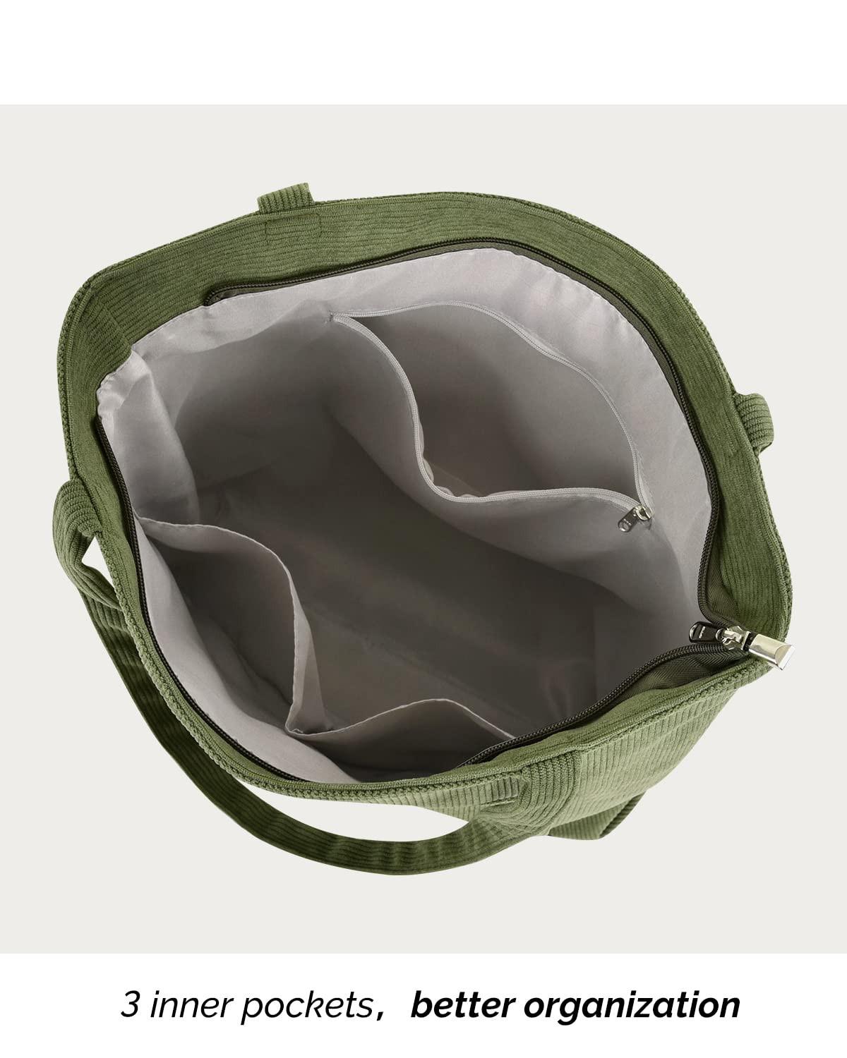 Only-bags.store Borsa a Tracolla con Cerniera in Velluto a Coste Grande Shopper Tote Bag  