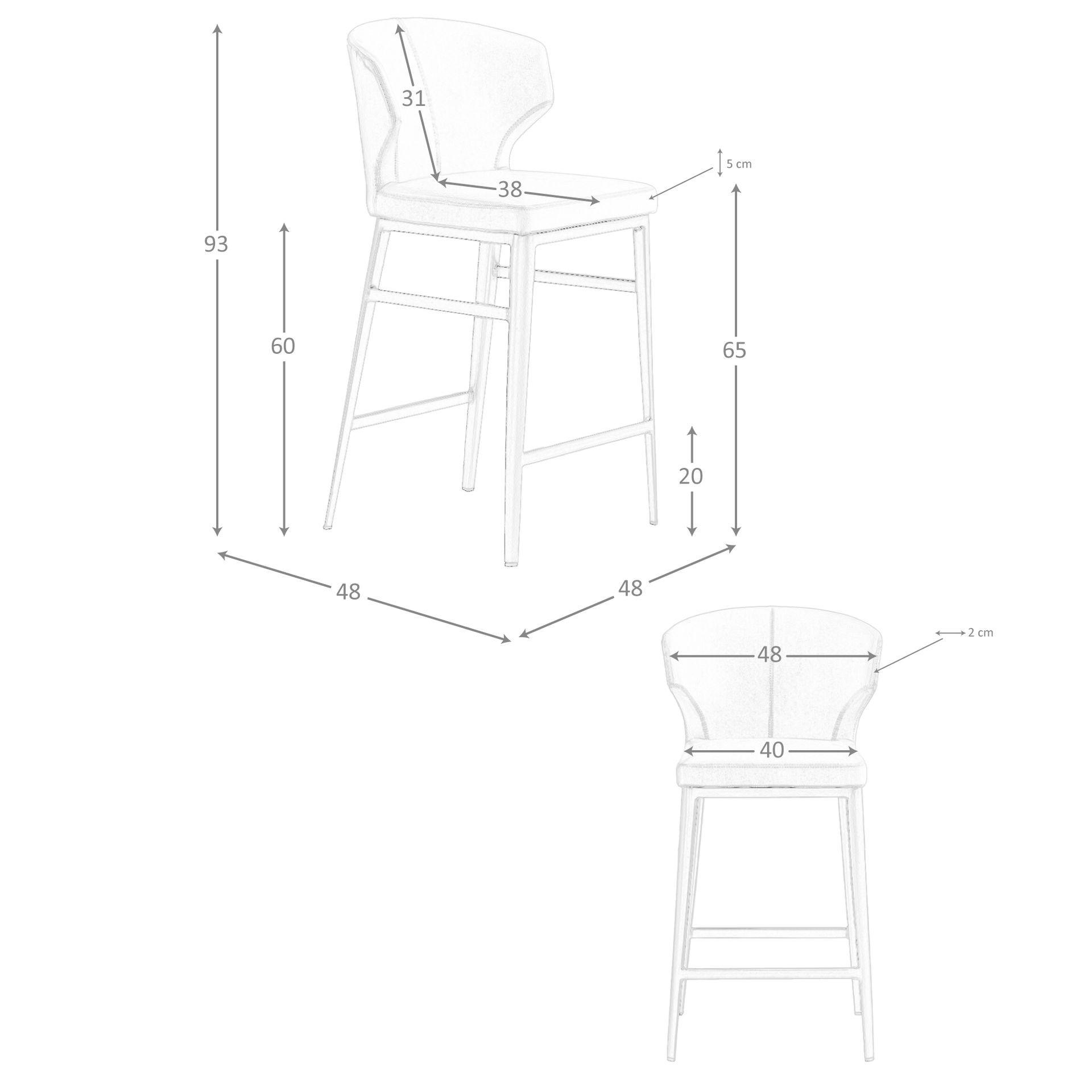 ANGEL CERDA Sgabello in ecopelle visone scuro  