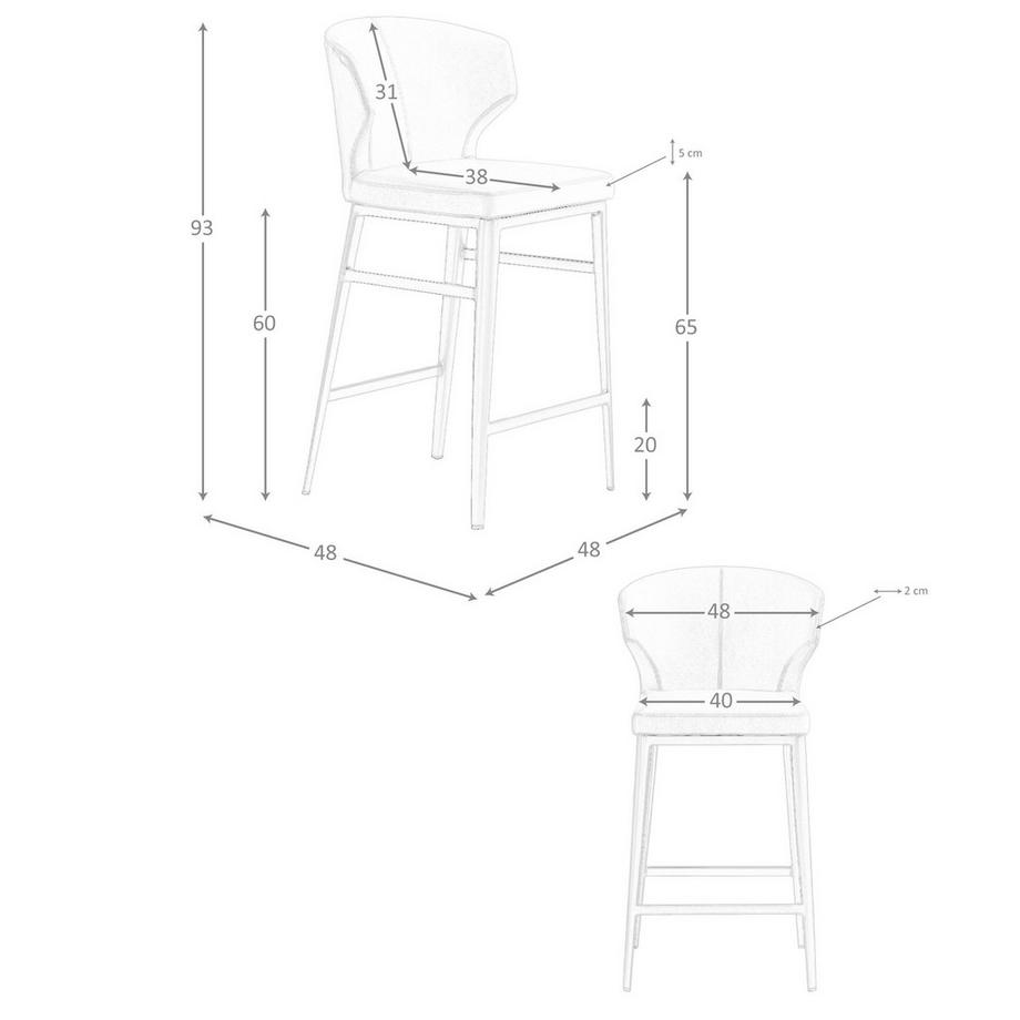 ANGEL CERDA Tabouret en similicuir vison foncé  