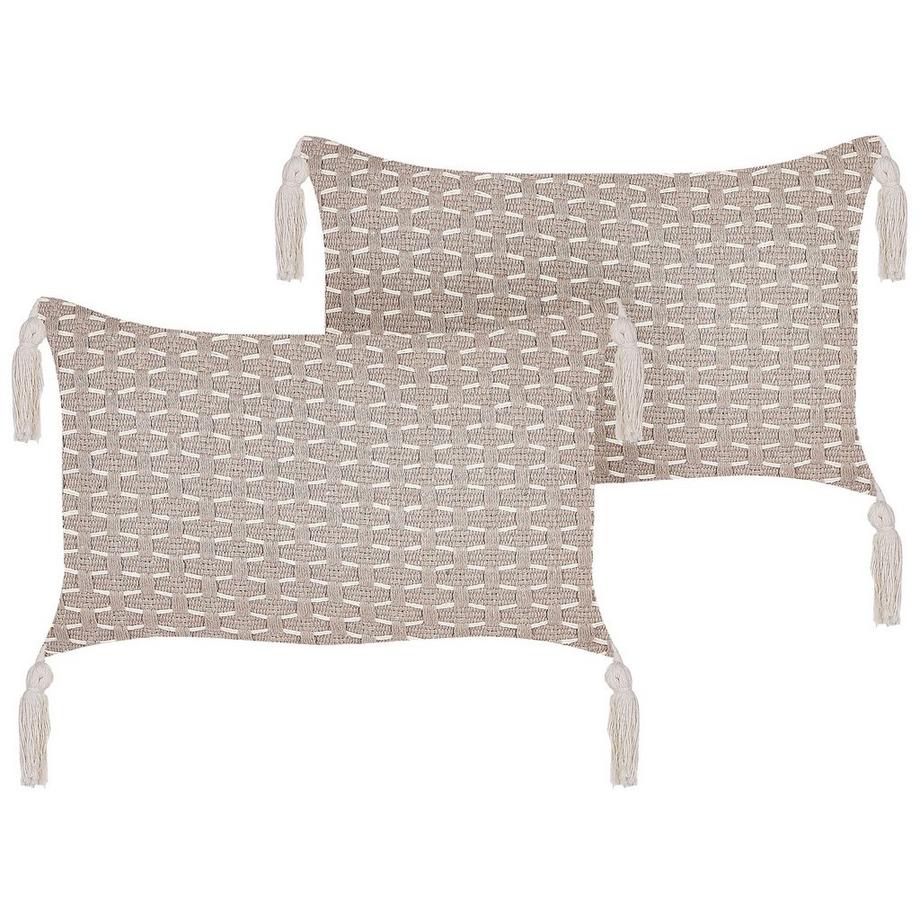 Beliani Dekokissen 2er Set aus Polyester Boho HAKONE  