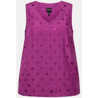 Ulla Popken  Top smanicato in jacquard a puntini con scollo a V 