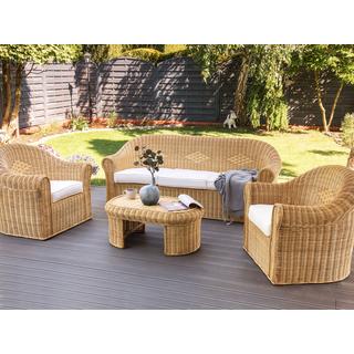 Beliani Lounge Set mit Tisch aus Rattan Boho LIVADEIA  