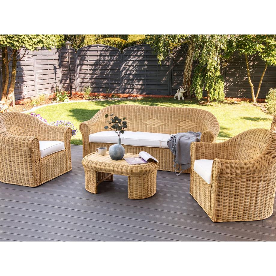 Beliani Set divani con tavolino en Rattan Boho LIVADEIA  