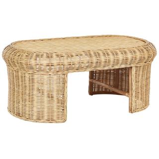 Beliani Lounge Set mit Tisch aus Rattan Boho LIVADEIA  