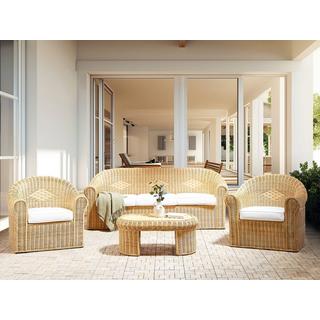 Beliani Lounge Set mit Tisch aus Rattan Boho LIVADEIA  