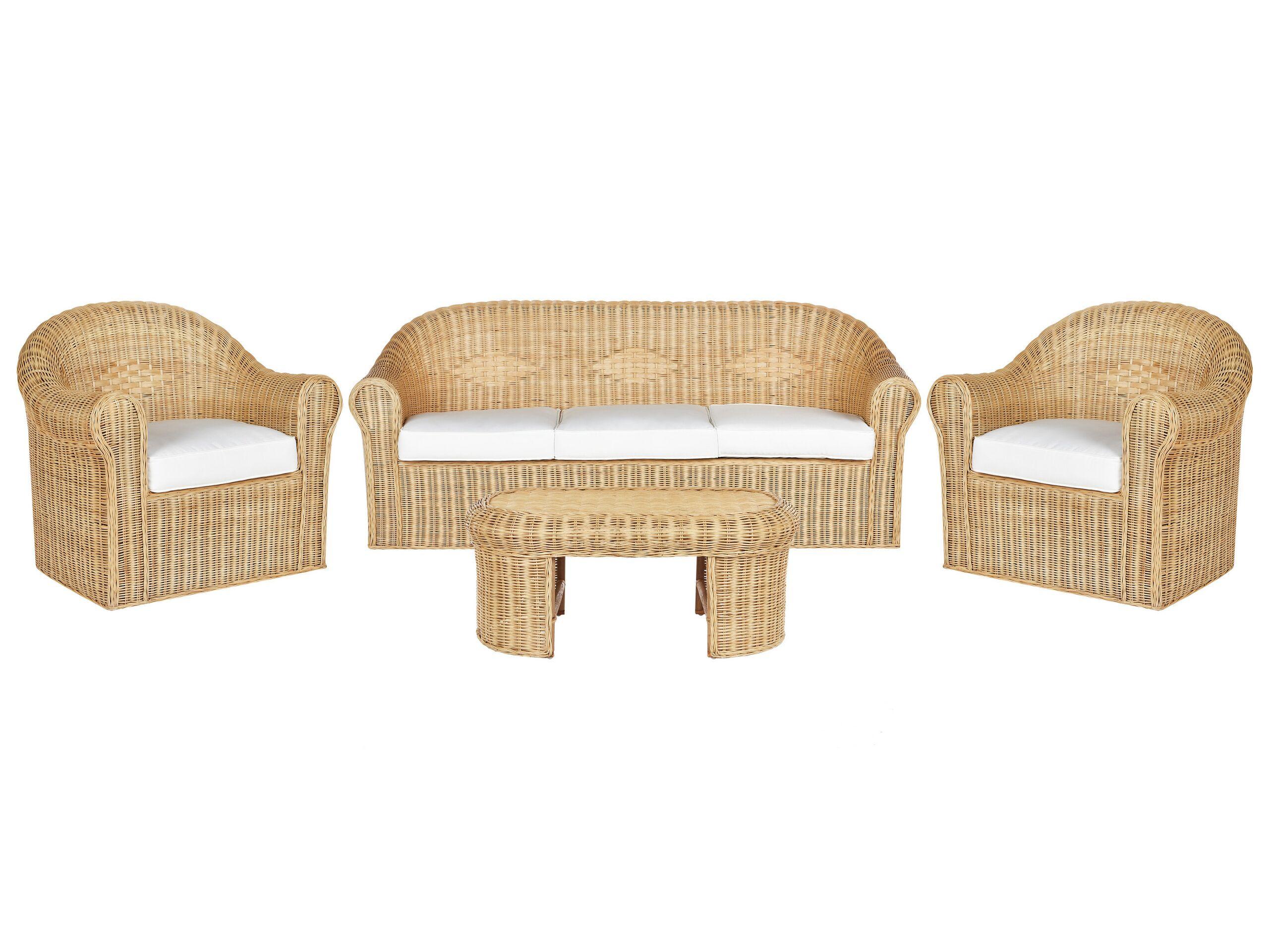 Beliani Lounge Set mit Tisch aus Rattan Boho LIVADEIA  