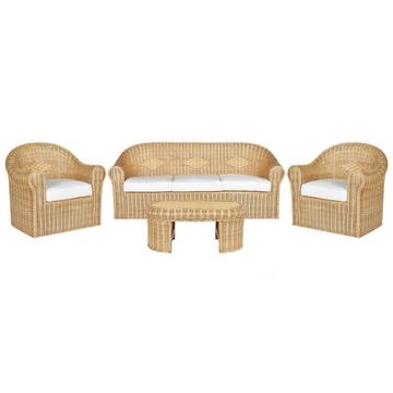 Lounge Set mit Tisch aus Rattan Boho LIVADEIA