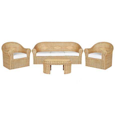 Beliani Lounge Set mit Tisch aus Rattan Boho LIVADEIA  