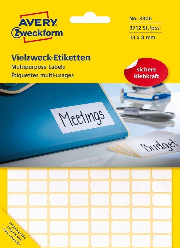 Avery-Zweckform AVERY ZWECKFORM Universaletiketten 13x8mm 3306 weiss 3712 Stk./29 Bl.  