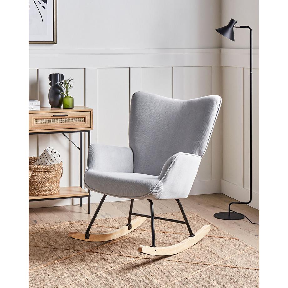 Beliani Fauteuil à bascule en Velours côtelé Rétro ARSET  