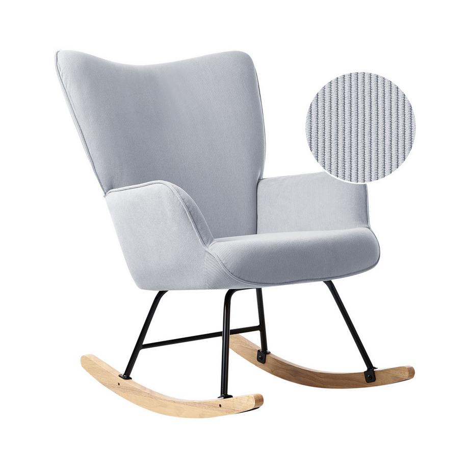 Beliani Fauteuil à bascule en Velours côtelé Rétro ARSET  