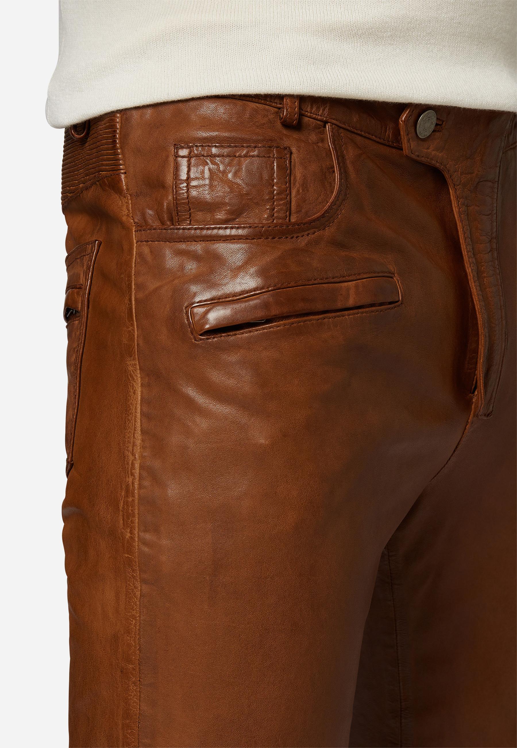 RICANO  Lederhose Franklin, Im klassischem 5-Pocket-Stil mit Bikerapplikationen 