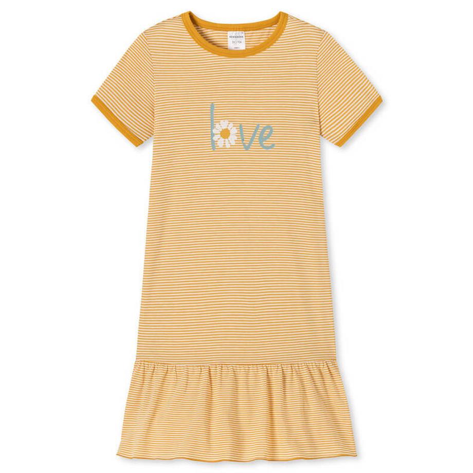 Schiesser Camicia da Notte a Righe Bambina con Orlo a Balze  