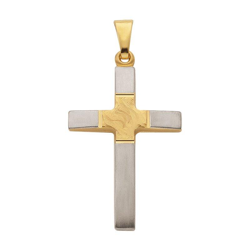 MUAU Schmuck  Pendentif croix or jaune 750, 30x16mm 