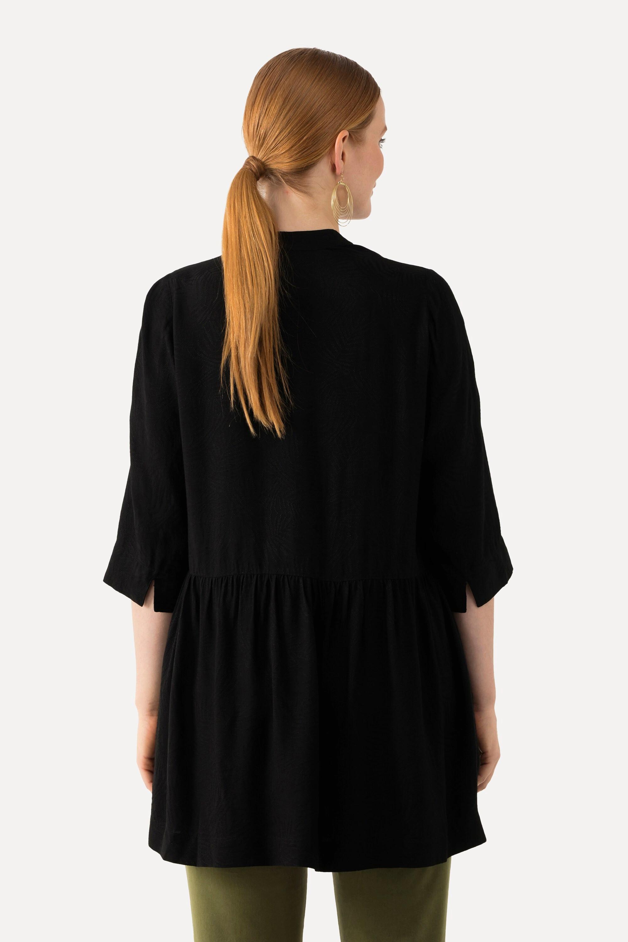 Ulla Popken Tunica Jacquard Collo Alto Scollo V Maniche 3/4  