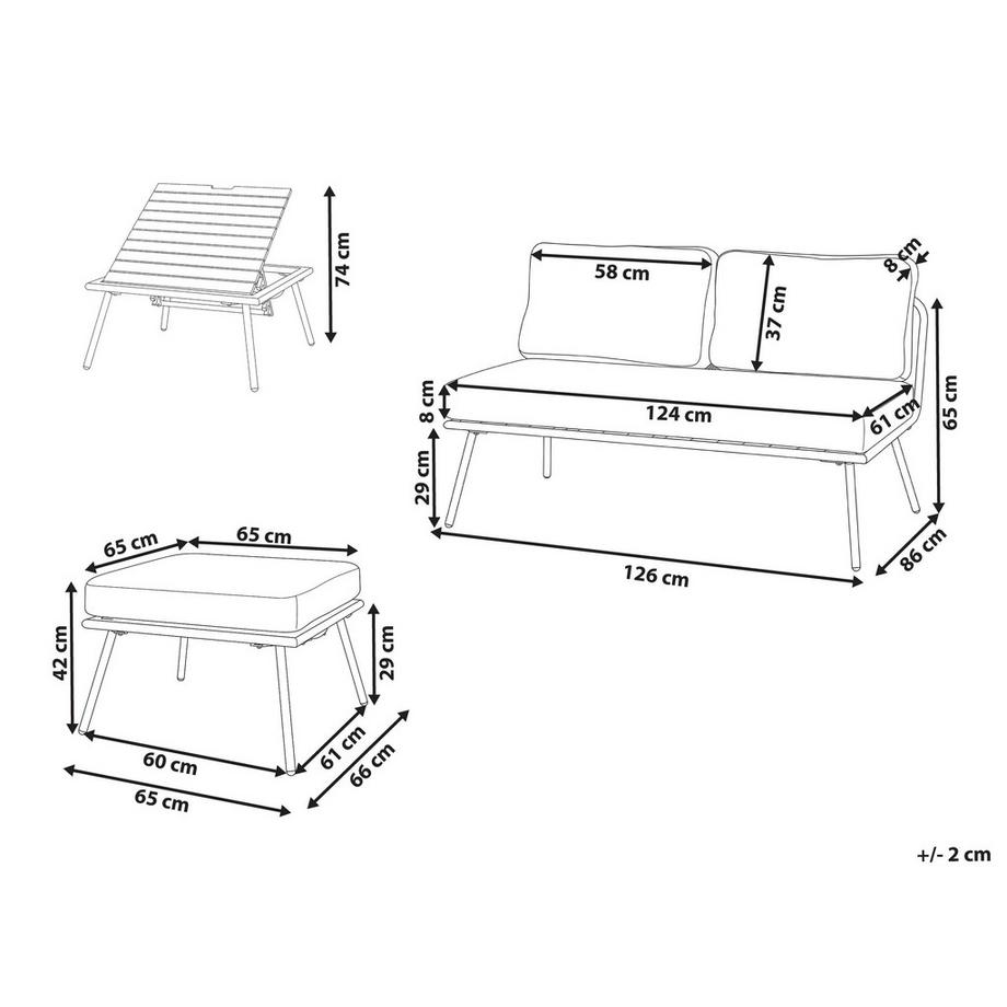 Beliani Set lounge pour jardin en Acier Moderne CACCAMO  