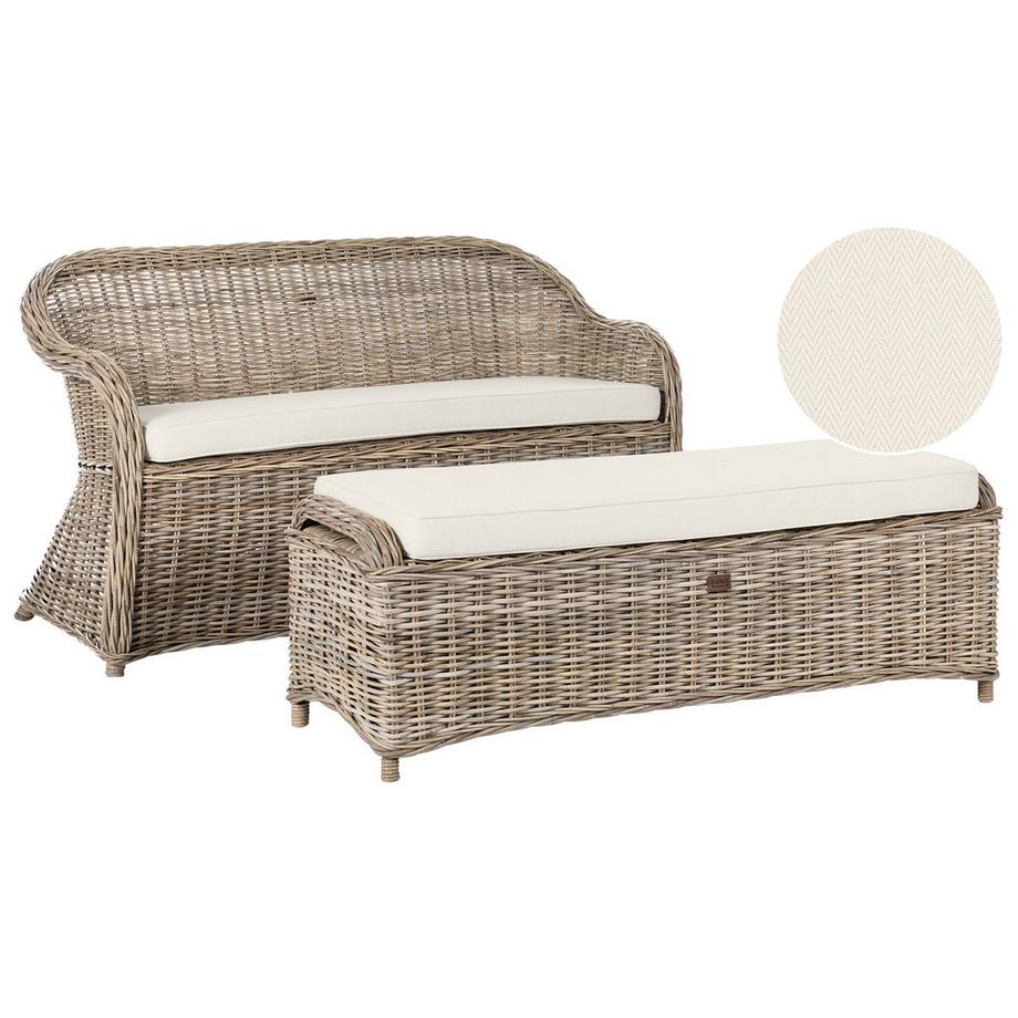 Beliani Panca da giardino con cuscino en Rattan Boho SUSUA  