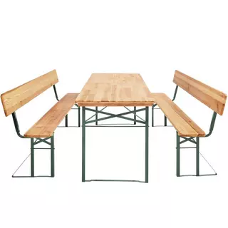 Tectake 1 Table et 2 Bancs, Table de Jardin, de Réception Pliable  Marron