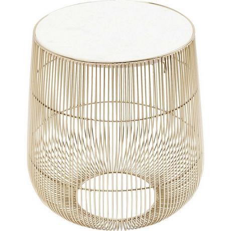 KARE Design Table d&#039;appoint Beam Blanc Marbre Laiton Ø32cm  