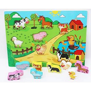 Activity-board  Ferme puzzle en bois - Animaux surdimensionnés pour petites mains - puzzle animaux de la ferme 