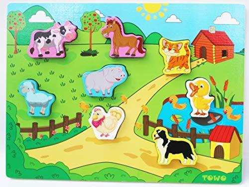 Activity-board  Ferme puzzle en bois - Animaux surdimensionnés pour petites mains - puzzle animaux de la ferme 