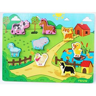 Activity-board  Ferme puzzle en bois - Animaux surdimensionnés pour petites mains - puzzle animaux de la ferme 