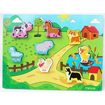 Ferme puzzle en bois - Animaux surdimensionnés pour petites mains - puzzle animaux de la ferme